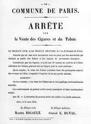 Arrete sur la Vente des Cigares et du Tabac, van Franse politieke posters van de Parijse Commune