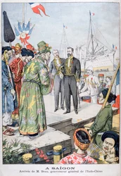 Aankomst in Saigon van Paul Beau, gouverneur-generaal van Indochina, 1902