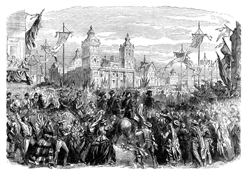 Aankomst van Franse troepen in Mexico, 1864, eind 19e eeuw