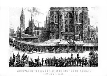 Aankomst van de Koningin bij Westminster Abbey, Londen, 21 juni, 1887, 1889