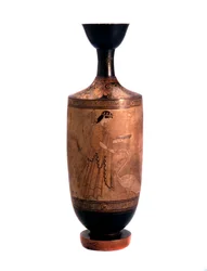 Artemis met een zwaan. Lekythos, wit-grond, c490 v.Chr.