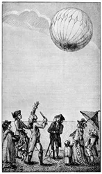 Hemelvaart van een Montgolfier ballon, late 18e eeuw, 1910