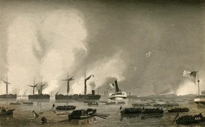 Aanval op Roanoke Island - Landing van de troepen, 1878