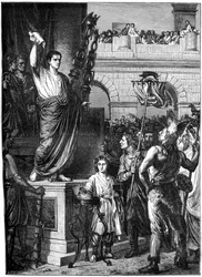Augustus presenteert de grondwet, Lyon, Frankrijk, 10 v.Chr. 1882-1884