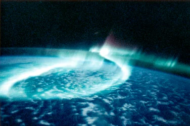 Aurora Borealis Noorderlicht gezien vanuit de ruimte