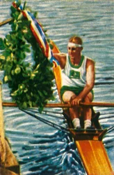 Australische roeier Bobby Pearce wint de skiff, 1928