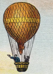 Ballon. Gravure in "Alphabet de ma petite fille". Bernardin-Bechet en Fils, boekhandel-uitgevers, Parijs, rond 1895. Onbreekbaar album op canvas. Bibliotheek van de baby