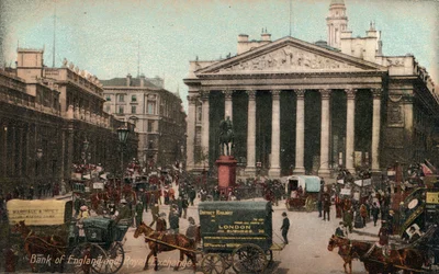 Bank of England en Royal Exchange, ca. 1910