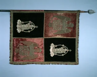 Banier met een Gevierendeeld Koninklijk Wapen van Spanje en de Madonna en Kind