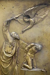 Doopkapel van San Giovanni. Poort van het Paradijs. Abraham offert Isaac Florence, Italië