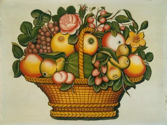 Mand met fruit en bloemen