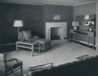 Slaapkamer in het huis van de heer Anatole Litvak in Saint Monica, Californië, 1942