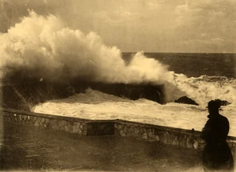 Biarritz - Effect van de golf op de dijk van de Rocher de la Vierge, ca. 1930