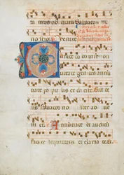 Bifolium met Initiaal C, uit een antifonarium, Italiaans, ca. 1320