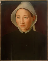 Portret van een Vrouw met Witte Kap