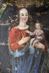 Barokke kapel van Bionnassay. Maagd Maria en Jezus