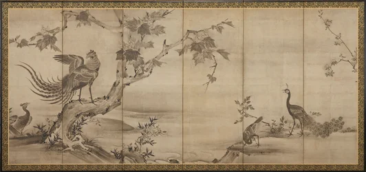 Vogels, bloemen en bomen: op de achterkant, bamboebomen, Momoyama-periode, 1568-1615