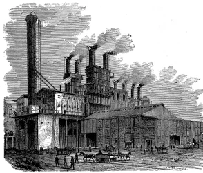 Hoogovens bij de Phoenix Iron and Bridge Works, Phoenixville, Pennsylvania, VS