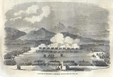 Blazen van kanonnen in Brits-Indië, 1857