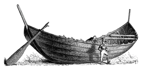 Boot voor veertien paar roeispanen, gevonden in Nydam, Jutland, 1892