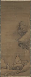 Bodhidharma Mediterend Tegen een Klif, eind 1200s