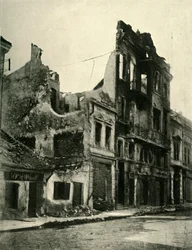Gebombardeerde gebouwen in Belgrado, Servië, Eerste Wereldoorlog