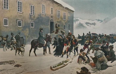 Bonaparte Ontvangen Door De Monniken van de Berg St. Bernard. Passage van de Alpen, mei 1800, 1896