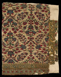 Randfragment van een sjaal, eind 1700 - begin 1800