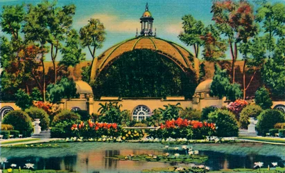 Botanisch Gebouw en Lagune. San Diego, Californië, c1941