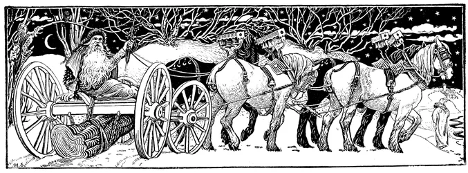 Het Yule-blok thuisbrengen, 1883