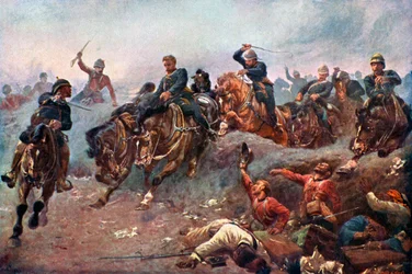 Britse artillerie betreedt de vijandelijke linies bij Tel-El-Kebir