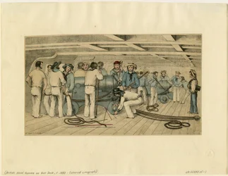 Britse marinekanonniers op het kanondek, ca. 1850