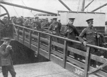 Britse troepen ontschepen in Frankrijk, 7 augustus 1914