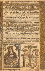 Pamflet met twee scènes uit het leven van Christus en groteske randen