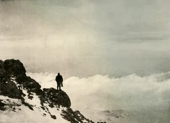 Brocklehurst kijkt naar beneden vanaf...Mount Erebus
