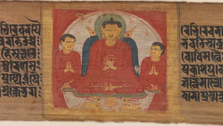 Boeddha met zijn handen opgeheven in Dharmacakra Mudra, ca. 1090