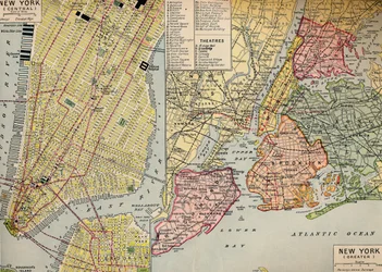 Zakencentrum van New York aan het zeewaartse einde van Manhattan en omgeving, ca. 1930s