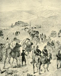Kamp van generaal Roberts bij Thal aan de Kuram-rivier, 1901