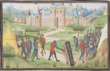 Kamp van de kruisvaarders bij Jeruzalem. Miniatuur uit de Historia van Willem van Tyrus, 1460s