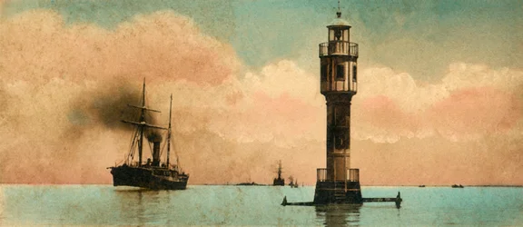 Kanaal van Suez. De bittere meren - De noordelijke vuurtoren, ca. 1918-1939