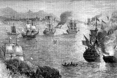 Kapitein Morgans nederlaag van de Spaanse vloot, 1660s ca. 1880