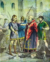 Gevangenneming van St. Alphege, Aartsbisschop van Canterbury, 1012 midden 19e eeuw
