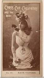 Kaart nummer 12, Kate Vaughn, uit de serie Acteurs en Actrices N145-2 uitgegeven door Duke..., 1880s