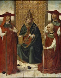 Kardinaal Pedro González de Mendoza 1428-1495 biddend voor Sint-Pieter, 1490-1495