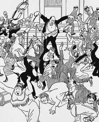 Karikatuur op Schoenbergs Kamersymfonie nr. 1 op 31 maart 1913 in Wenen