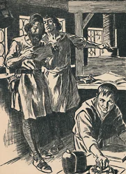 Caxton in zijn drukkerij, c1907