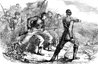 Aanval van de Federals bij Corinth, Amerikaanse Burgeroorlog, ca. 1880