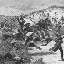 Aanval van de Schotten bij de Slag van Homildon Hill, Northumberland, 1402, 1905