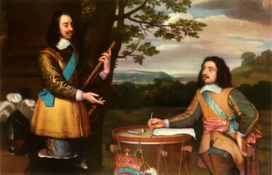 Karel I dicteert berichten aan Sir Edward Walker, ca. 1650
