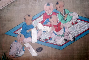 Spelende kinderen, Japans schilderij